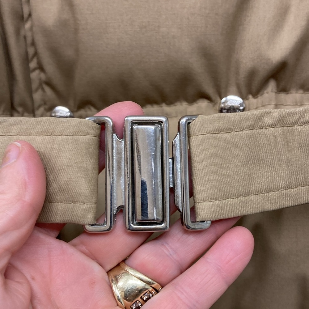 1st Down Y2K Puffer Down Coat Tan Long Middie Length Belted Khaki Trench EUC! - Picture 11 of 17